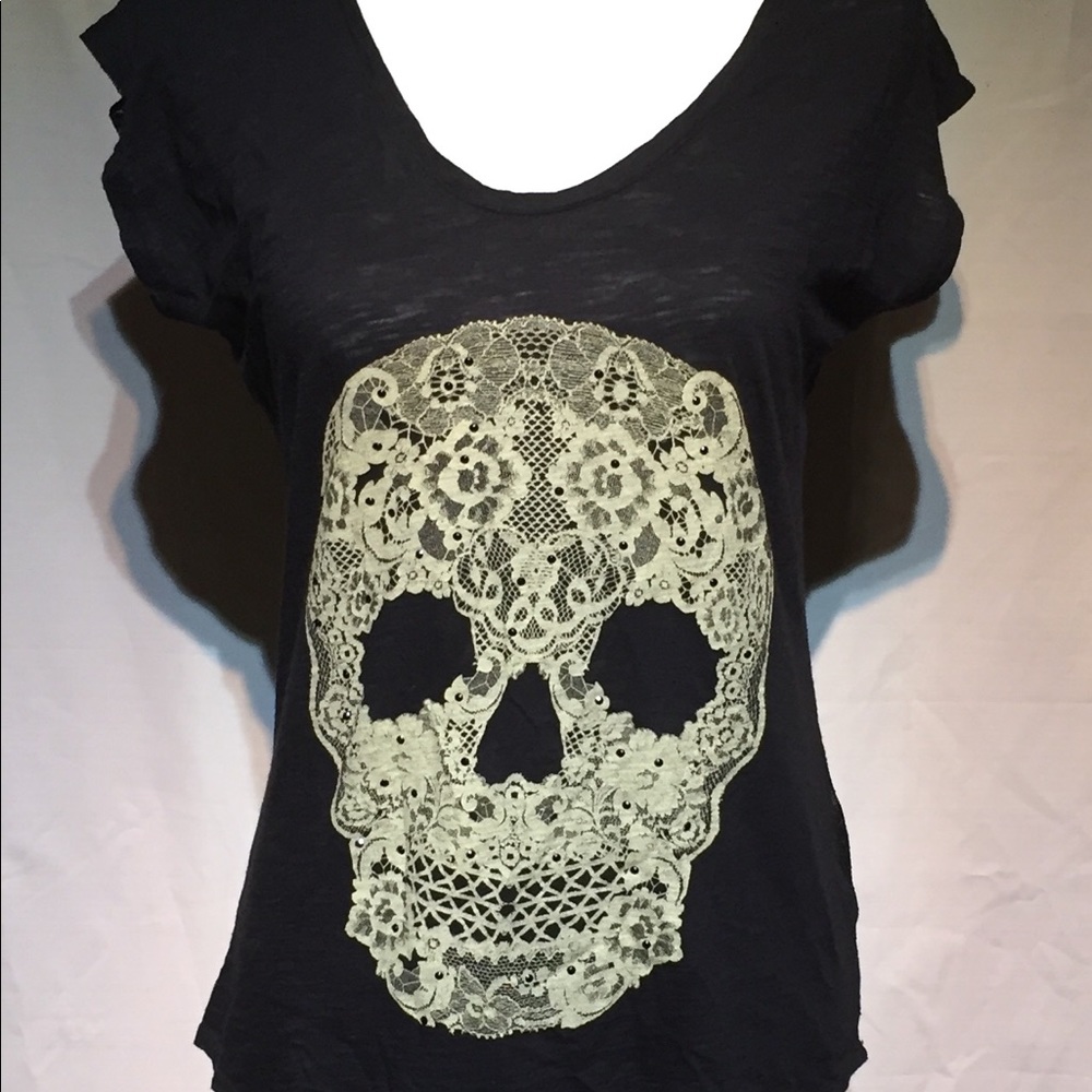 Express skull sheer T-shirt, short sleeves